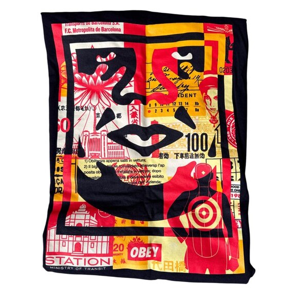 $8 WHEN BUNDLED Obey Men's Size XL 3 Face Collage Short Sleeve Black T-Shirt - Picture 3 of 9